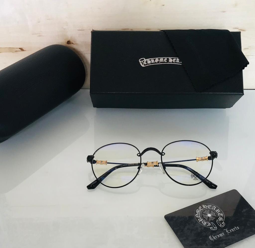 Chrome Hearts Unisex Optical Eyeglass Transparent Lens With Black Stick Color Frame in For Man Women in Black Color - Best Gift CB-809