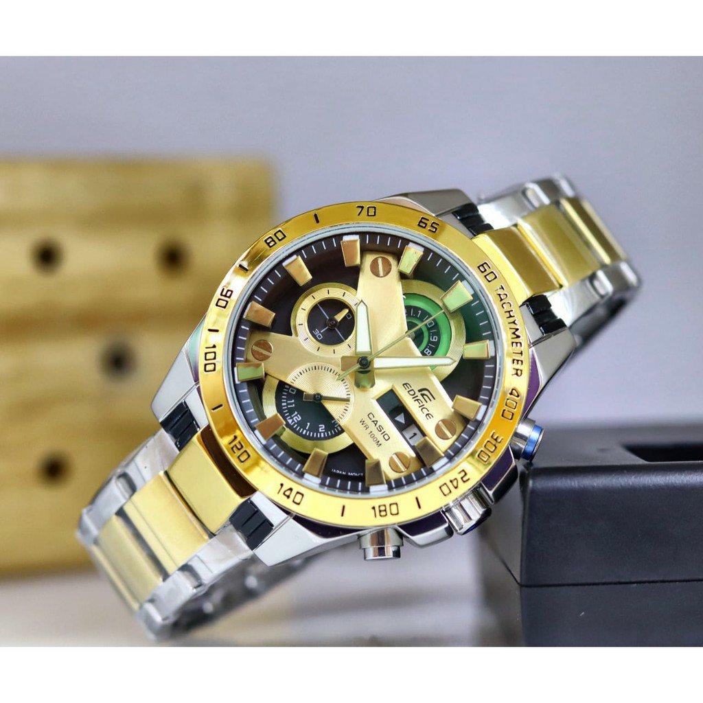 Casio Edifice Chronograph Black Dial Gold Metal Men's Watch Efr 540 GB