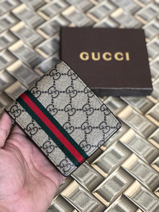 Gucci Made In Italy Apricot Color Men's Wallet For Man Black Big GG Leather Gift Wallet Gucci Design Print GC-B-299