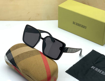 Burberry Branded Black Glass Men's And Women's Or Girls Sunglass BB-32 Square Black Bold Frame With Bold Stick Sunglass- Best Sun Protection Sunglasses