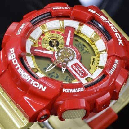 Casio G-Shock Jam Tangan Iron Man Edition Watch Dual Time Robber Strap Watch For Men -Unisex Fancy look premium quality GA-110CS-4ADR