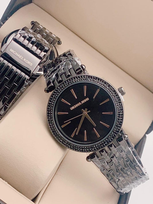 Michael Kors Black Diamond Strap Women's Mk-3337 Watch For Woman Or Girl Black Dial Gift Watch