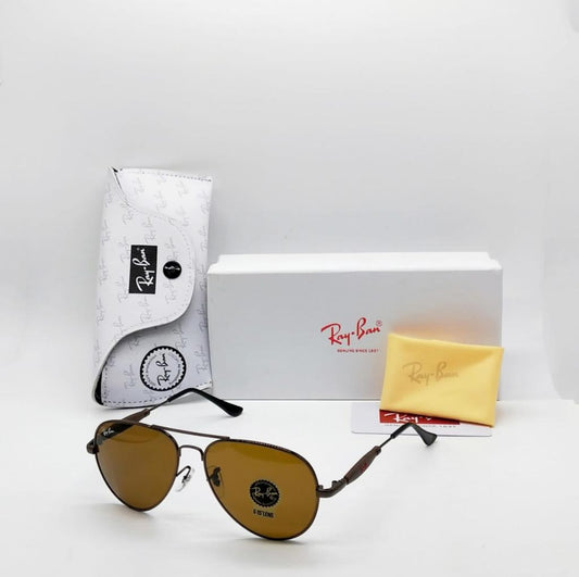 Rayban Stylish Brown Glass Men's And Women's Sunglass Heavy Quality Black Color Stick RB-3517