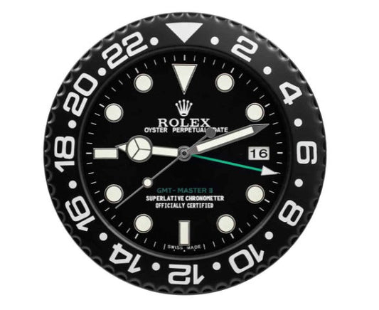 Rolex Wall Clock Quartz Analog Black Color With Black Dial Dated Inspired By GMT Master II Clock For Wall decording Clock- Classy Look Clock For Home Decor Wall RLX-WC-112