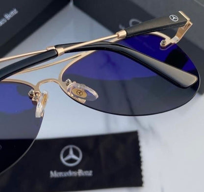 Mercedes Benz Men's And Women's Sunglasses Black Glass With Gold Case And Gold & Black Stick -Best Sunglasses For Causal Use MRDC-10