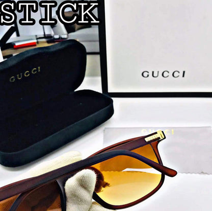 GCC Branded Brown Color Glass Men's Women's Sunglass For Man Woman Or Girl Gu-876 Black Frame Design Gift Sunglass