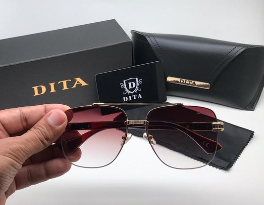 Dita Double Shade Brown Frame Glass Man's Women's Sunglass Dt-240 Silver & Black Stick Gift Sunglass