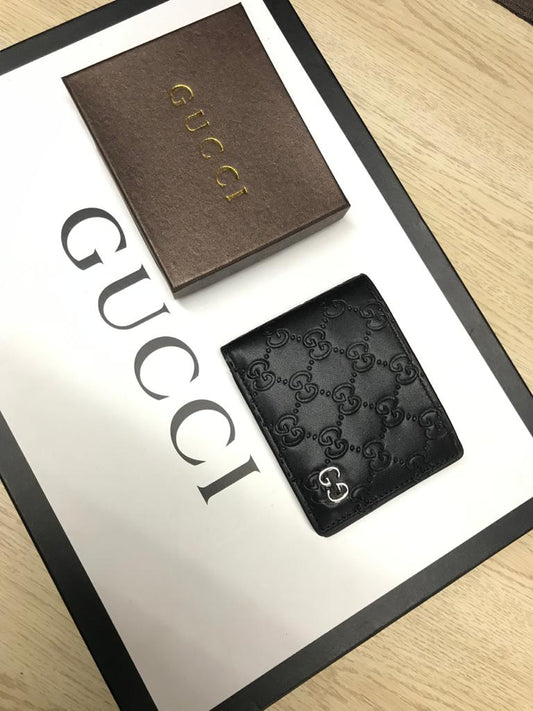 Gucci Made In Italy Black Color Men's Wallet For Man Black Big GG Leather Gift Wallet Gucci Design Print GC-B-1000
