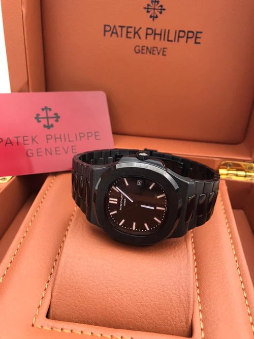 Patek Philippe Nautilus Mad Watch Qurtz Movement Full Black Dated Watc ...