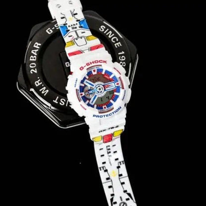 Casio G-Shock Jam Ga110 Gundam 40th Tricolor SeriesWatch Dual Time Robber Strap Watch For Men -Unisex Fancy look premium quality GA-110TR-7ADR