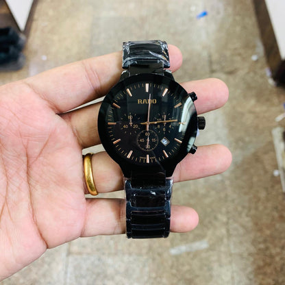 Rado Diamaster Chronograph Men's Watch Black Ceramic Case Black Dial R-30130982