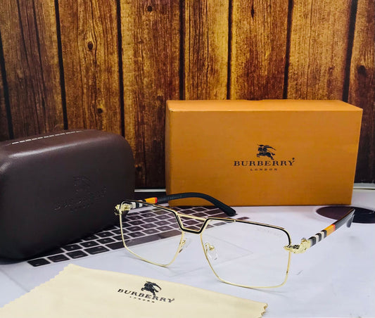 Burberry Branded Transparent Glass With Multicolor Stick Women's or Men's Sunglass For All BR-7832N12 Square Frame Sunglass- Gift