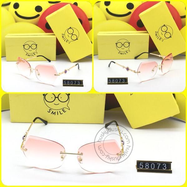 Smile Pink Shade Glass Men's Women's Sunglass for Man Woman or Girl SM-C-00 Golden Black Frame Gift Sunglas