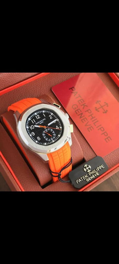 Patek Philippe Orange Strap Aquanaut 5968A Black-grey Gradient Dial Best Gift for Gentlemen's