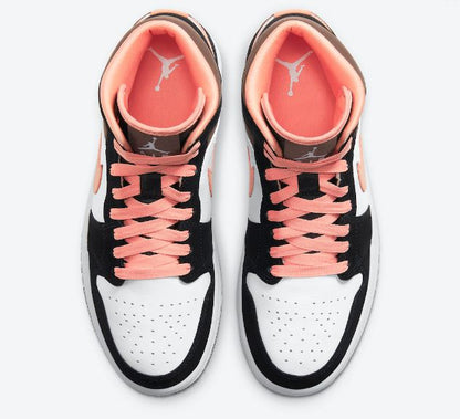 Nike Air Jordan 1 Mid Peach Mocha Shoes For Man White Black Pink Shoes DH0210-100