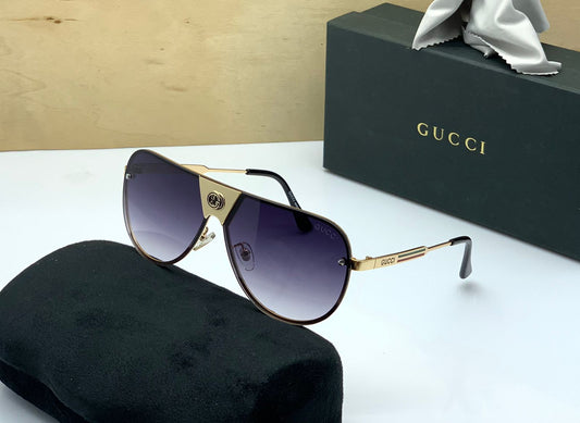 Gucci Branded Double Color Shade Glass Men's Women's Sunglass For Man Woman Or Girl Gu-307 Gold Stick Gift Sunglass