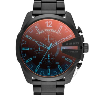 Diesel Chronograph Men's Watch For Man Red Blue Glass Multi Color Full Black Looks Good On Jacket For Man Gift - Dz4318