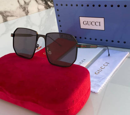 Gucci Branded Black Color Gucci Design Stick Glass Men's Sunglass for Man GU-566 Black Frame Gift Sunglass