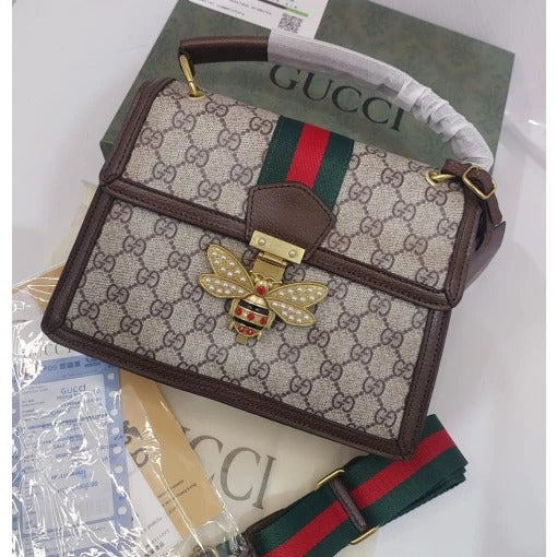 Gucci Bee Limited Edition Margaret Mini Bag Supreme Shoulder Grey And Brown Colour Bag Best Quality Bag For Women's Or Girls GC-4352-WBG