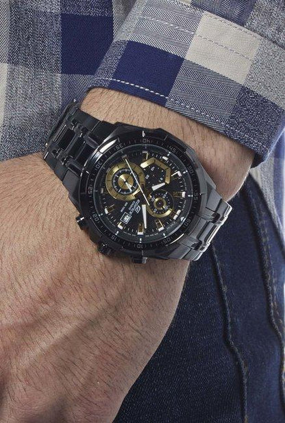 Casio Edifice Chronograph With Black Stainless steel Strap Men's Watch Black Gold 539BK