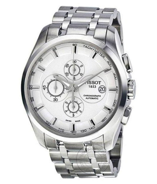 Tissot Chronograph Mens Watch Silver White Metal Formal Casual Watch for Man TS-SS01