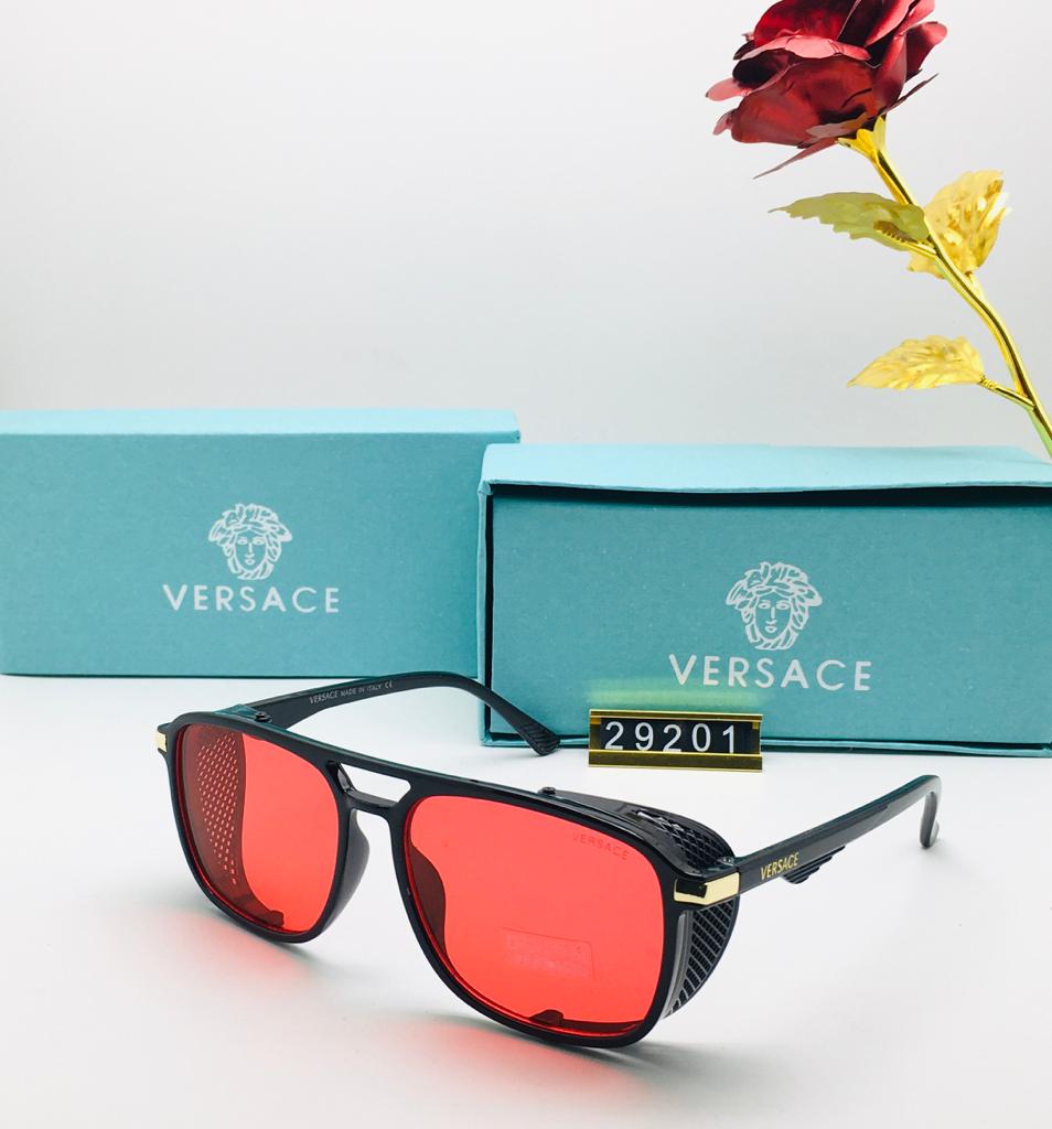 Versace Branded Red Glass Men's Sunglass For Man VER-29201 Black Frame Gift Sunglass