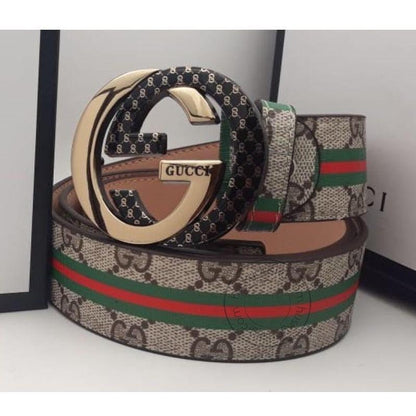 Gucci Multi Color RedLeather Men's Women's GU-GBM-01 Waist Belt for Man Woman or Girl Gold Black Circle GG Buckle Gift Belt