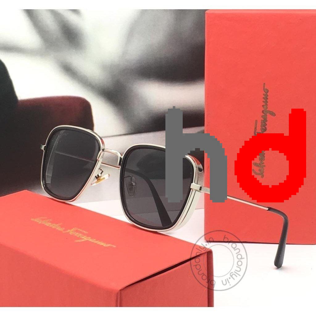 Salvatore Ferragamo Black Glass Men's Sunglass For Man SF-01 Black and white Stick Gift Sunglass