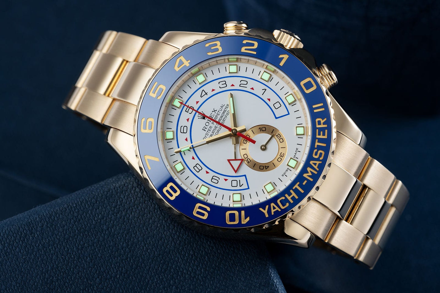 Rolex YACHT-MASTER II Golden Strap White Dial Automatic Men's Watch Regatta Timer RLX-116688