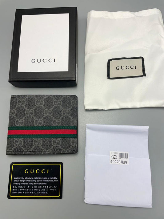 Gucci Made in Italy Wallet With Gucci Strap For Man GC-BL-92 Black Leather Gift Wallet