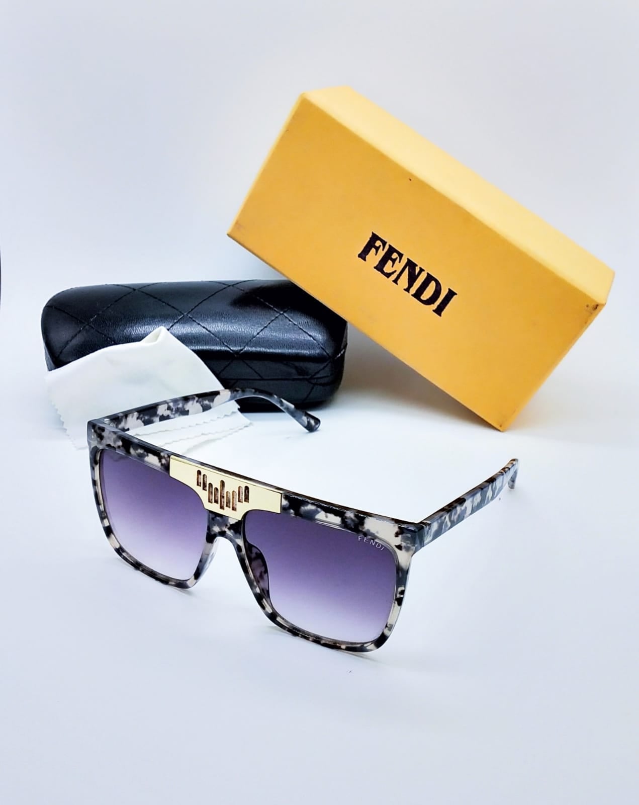 Fendi Branded Men's Sunglass For Men's Purple Shade Sunglass With Black & White Stick FN-768 For Man