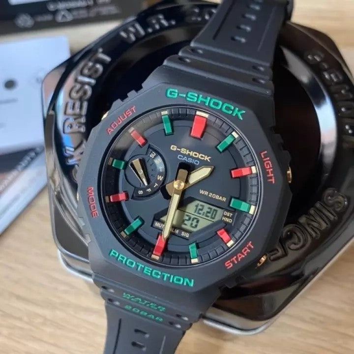 Casio G-Shock Analog Digital Black Color Belt Men's Watch For Man With Black Dial Gift Watch GA-2100TH-1ADR