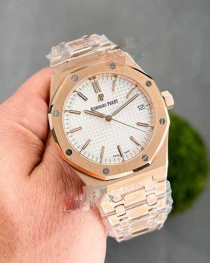 Audemars Piguet Royal Oak Selfwinding Extra-Thin In A Luscious New Plum Tone Dial New Arrival For Man With White crocodile Dial Design Watch AP-55092