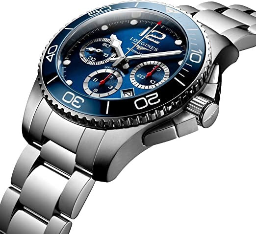 Longines Men's Perpetual Chronograph Stainless Case With Blue Dial Watch For Men's- Best Branded Watch Ever L3.883.4.96.6