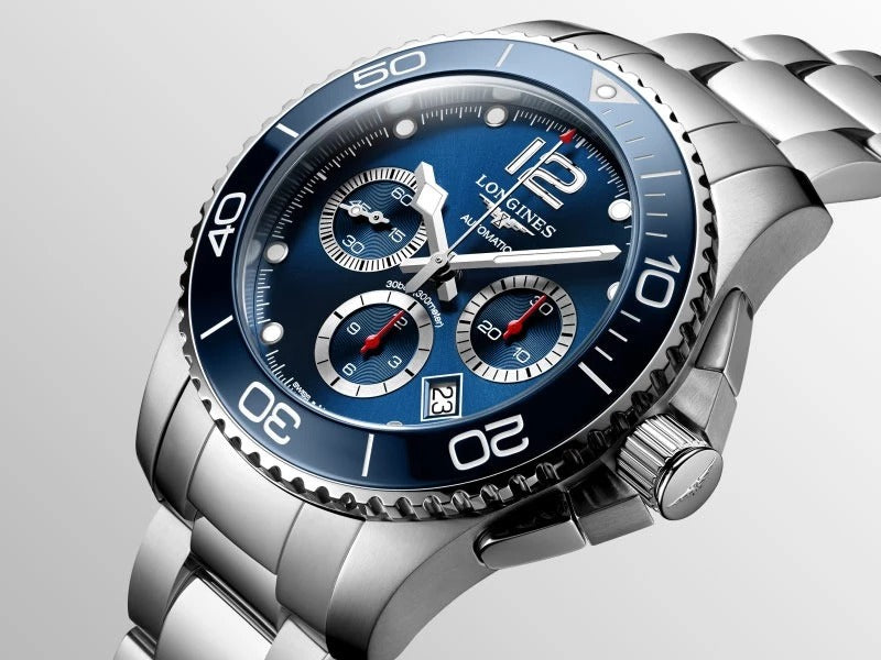 Longines Men's Perpetual Chronograph Stainless Case With Blue Dial Watch For Men's- Best Branded Watch Ever L3.883.4.96.6