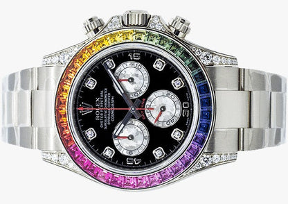 Rolex Rainbow Chronograph Daytona Black Dial Stainless Steel Men's Watch - Best Gift RLX-126503