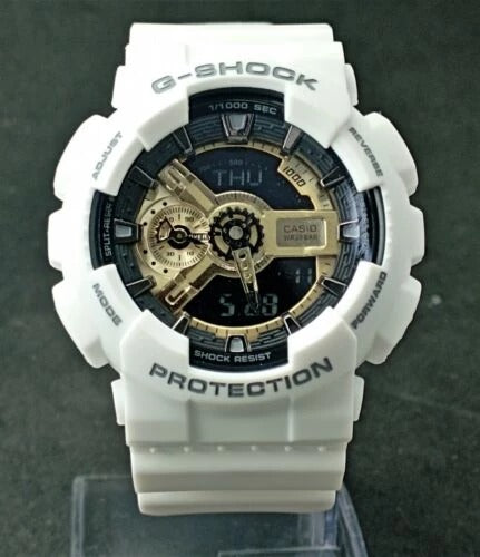 Casio G-Shock Analog-Digital G Shock White Gshock Gold Dial Mens Watch For Man Or Women  GA-110GW Gift