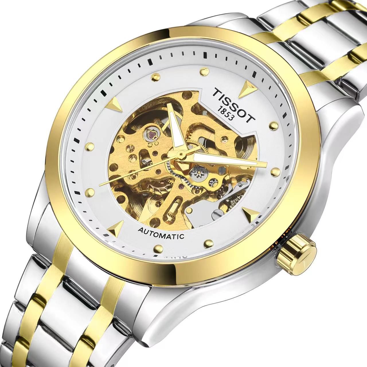 Tissot 1853 Automatic Silver And Golden Strap Multi Color Dial Stainless Steel Watch for Men TS-8357