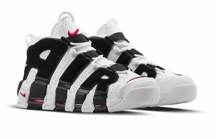 Nike Air More Uptempo White Black University Red Color Shoes For Boys And Girls 415082-105