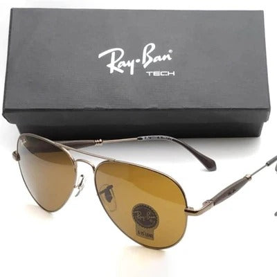 Rayban Stylish Brown Glass Men's And Women's Sunglass Heavy Quality Black Color Stick RB-3517