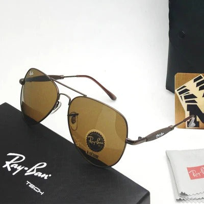 Rayban Stylish Brown Glass Men's And Women's Sunglass Heavy Quality Black Color Stick RB-3517