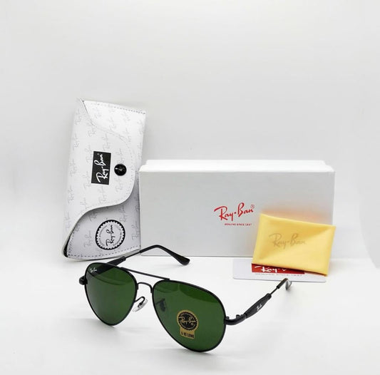 Rayban Stylish Green Glass Men's And Women's Sunglass Heavy Quality Black Color Stick RB-3470