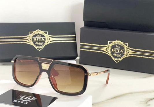 Dita Brown Glass Fashion Black Frame Sunglass For Men And Women DT-5873