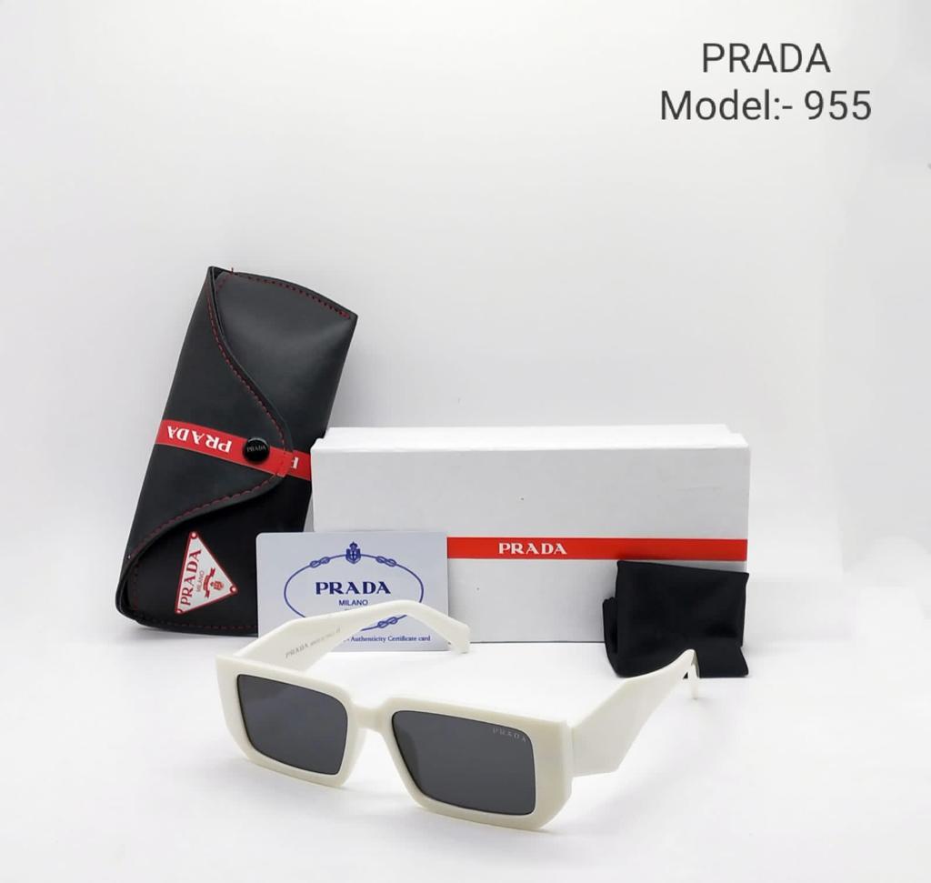 Prada Latest Design WHITE Color Glass Mens and Womens PR-17Ws Black Frame Sunglass PRA-5718