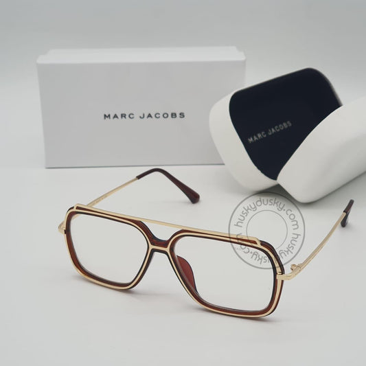 Marc Jacobs Branded Transparent Glass Men's Sunglass For Man MJ-80 Brown & Gold Stick & Frame Gift Sunglass