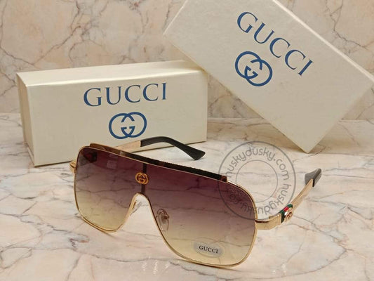 Gucci Branded Double Shade Purple&Yellow Color Design Glass Men's Women's Sunglass for Man Woman or Girl GU-500 Black Stick Gift Sunglass