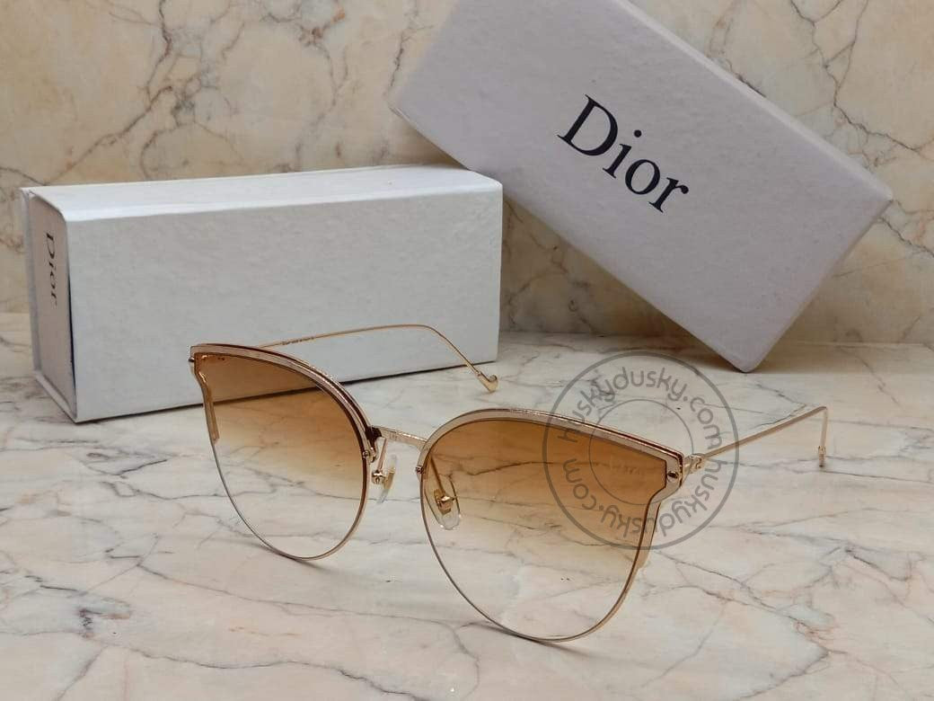 Dior Design Double Shade Golden Men's Women's Sunglass For Man Woman or Girls DR-47 Gold Stick&Frame Gift Sunglass