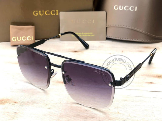 Gucci Branded Purple Color Shade Glass Men's Women's Sunglass for Man Woman or Girl GU-351 Black Stick Gift Sunglass