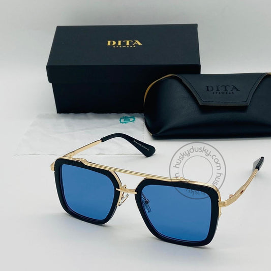 DITA Blue Color Glass Man's Women's Sunglass for Man Woman or Girl DT-19 Black&Gold Frame Black Stick Gift Sunglass