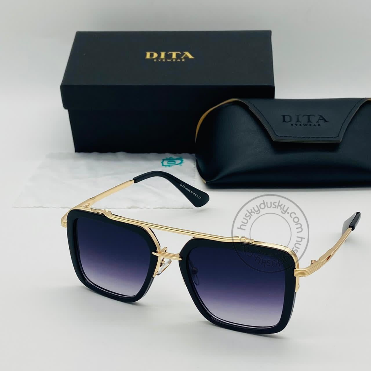 DITA Double Shade Purple&Blue Color Glass Man's Women's Sunglass for Man Woman or Girl DT-18 Gold Frame Black Stick Gift Sunglass